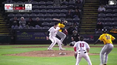 Thayron Liranzo singles on a sharp line drive to right fielder Lonnie White Jr.