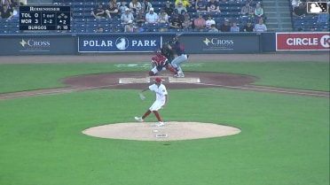 John Peck homers (1) on a fly ball to right center field.