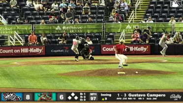 Gustavo Campero homers (4) on a fly ball to right field.