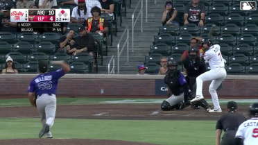 Mason McCoy singles on a line drive to center fielder Brenton Doyle. Marcos Castañon scores.