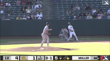 Chris Okey hits a two-run home run 458 ft