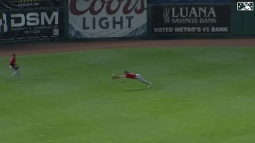 Ryan Vilade makes a diving catch in left-center field