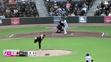 Juan Matheus doubles (9) on a sharp ground ball to left fielder Carter Trice. Cristian Hernández scores.
