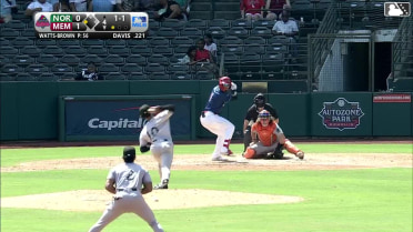 Chase Davis singles on a ground ball to center fielder Christian Franklin. Ramon Mendoza scores.
