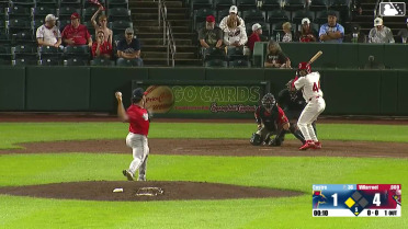Miguel Villarroel singles on a ground ball to center fielder Garrett Spain. Miguel Ugueto scores.