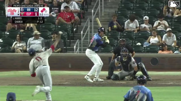 Dustin Harris doubles (8) on a ground ball to right fielder Orlando Martinez. Rodolfo Durán scores. Mason McCoy scores.