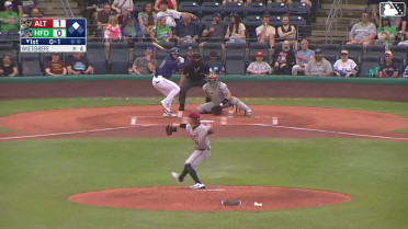 Roc Riggio doubles (9) on a soft ground ball to left fielder Titus Dumitru. Dyan Jorge scores.