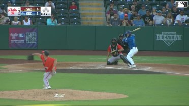 Zach Ehrhard homers (10) on a fly ball to left field.