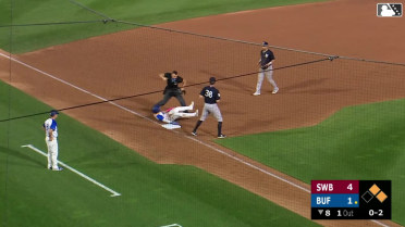 Joey Gerber makes putout at third on strange play