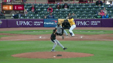 John Peck homers (3) on a fly ball to center field.