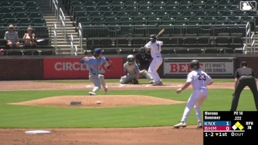 Caleb Bonemer doubles (1) on a ground ball to third baseman Edgar Alvarez. Jacob Burke scores. Alec Briley to 3rd.