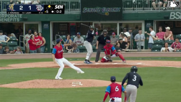Yanquiel Fernández homers (10) on a fly ball to right field. George Lombard Jr. scores.