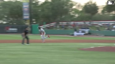 Nick Monistere singles on a ground ball to left fielder Derek Datil. Anthony Huezo scores.
