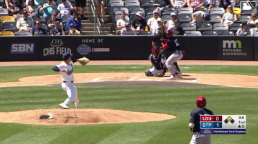 Francisco Urbaez doubles (20) on a line drive to center fielder Walker Jenkins. P.J. Higgins scores.