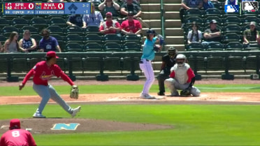Carson Roccaforte triples (2) on a sharp fly ball to center fielder Chase Davis.