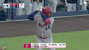 Robert Calaz singles on a ground ball to center fielder Slade Caldwell.