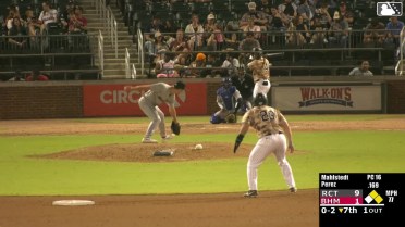 Jeral Perez homers (3) on a fly ball to left field. Anthony DePino scores. Andy Weber scores.