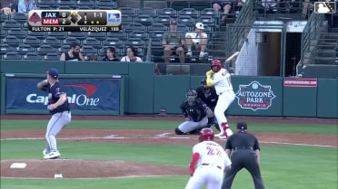 Nelson Velázquez homers (5) on a fly ball to right center field. Blaze Jordan scores.