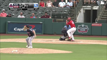 Thomas Saggese homers (1) on a fly ball to left center field.