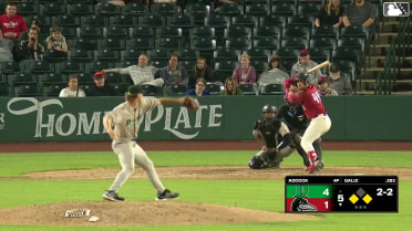 Jesus Galiz out on a sacrifice fly to right fielder Ariel Almonte. Jose Meza scores.