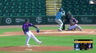 Hedbert Perez homers (1) on a fly ball to right center field.