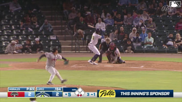Daniel Lopez homers (1) on a fly ball to right field.