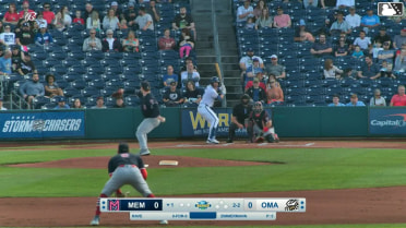 John Rave homers (8) on a fly ball to left center field.