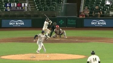 Thomas Gavello singles on a ground ball to left fielder Cody Freeman. Adrián Sugastey scores. Fielding error by left fielder Cody Freeman.