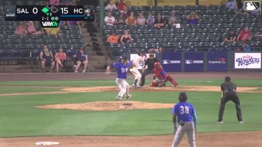 Cannon Peebles singles on a line drive to left fielder Anderson Fermin. Luis De La Cruz scores.
