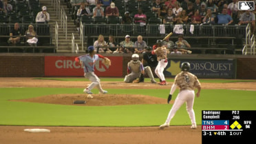 Dylan Campbell walks. Colby Shelton scores. Jeral Perez to 3rd. Eddie Park to 2nd.