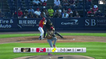 Alex Binelas homers (20) on a line drive to right center field. Bryan Rincon scores. Raylin Heredia scores.