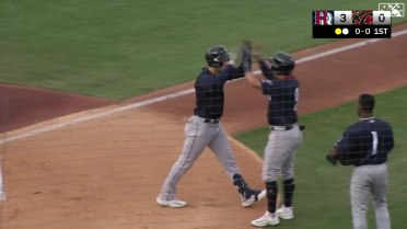 Justin Foscue clubs a grand slam to left field