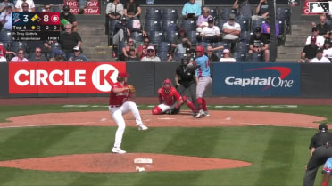 Jacob Hinderleider out on a sacrifice fly to center fielder Austin Smith. Alan Espinal scores.