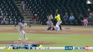 Roni Cabrera out on a sacrifice fly to left fielder Jose Escobar. Josh Hammond scores.