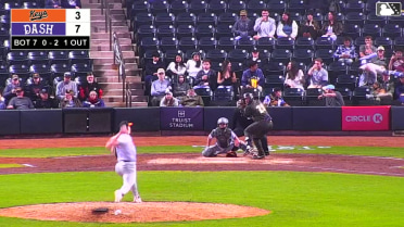 Anthony DePino homers (1) on a fly ball to left center field.