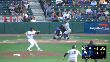 Miguel Palma singles on a line drive to left fielder Hedbert Perez. Nicholas Torres scores.