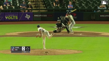 Luke Williams homers (1) on a line drive to left center field.