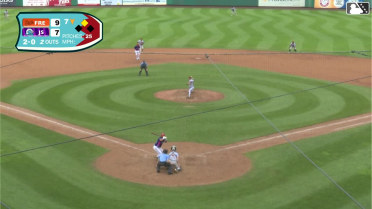 Kodey Shojinaga doubles (13) on a line drive to center fielder Enddy Azocar. Devin Saltiban scores.