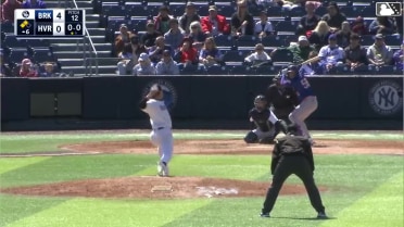 Kevin Villavicencio singles on a ground ball to left fielder Josh Moylan. John Bay scores. Colin Houck scores.