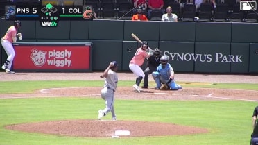 Luke Waddell singles on a line drive to right fielder Dillon Lewis. Keshawn Ogans scores.