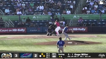Gage Miller doubles (2) on a sharp line drive to left fielder Jheremy Vargas. Jay Beshears scores. Dylan Jasso to 3rd.