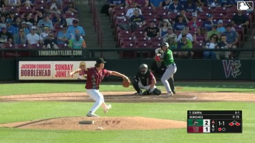 Jose Izarra out on a sacrifice fly to left fielder Josh Adamczewski. Cameron Decker scores.