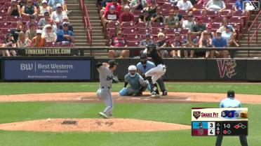 Tyler Rodriguez doubles (1) on a line drive to left fielder Colby Shade. Tayden Hall scores.