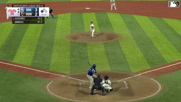 Daiverson Gutierrez singles on a ground ball to left fielder Logan Braunschweig. Corey Collins scores.