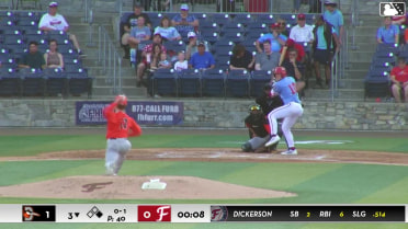 Luke Dickerson triples (1) on a line drive to center fielder Stiven Martinez. Eli Willits scores.