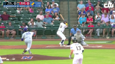 Connor Scott out on a sacrifice fly to right fielder Jose Izarra. Sam Kulasingam scores.