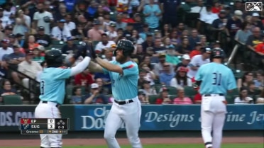 Justin Dirden hits a two-run home run to right