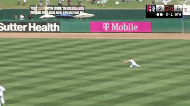 Clint Coulter makes a great sliding catch in right