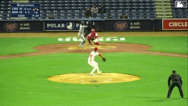 Travis Bazzana singles on a ground ball to right fielder Kristian Campbell. Milan Tolentino scores. Dayan Frias to 3rd.