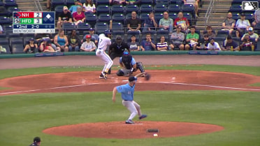 Andy Perez singles on a fly ball to right fielder Eddie Micheletti Jr. GJ Hill scores.